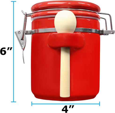 Blue Donuts Ceramic Airtight Jar, 33 Oz, 975 ML, Flour Jar with Lid, Red...