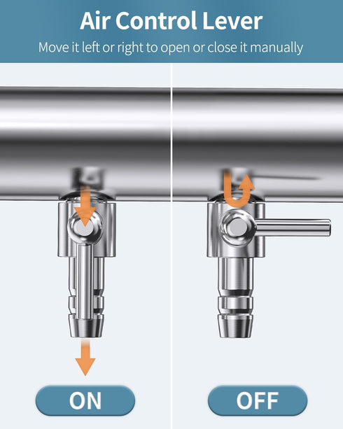 Pawfly Aquarium Air Flow Control Lever Valve 4-Way Fish Tank Air Valve for Air Pump Chromium Copper Manifold Multi-port Air Flow Splitter for 3/16...