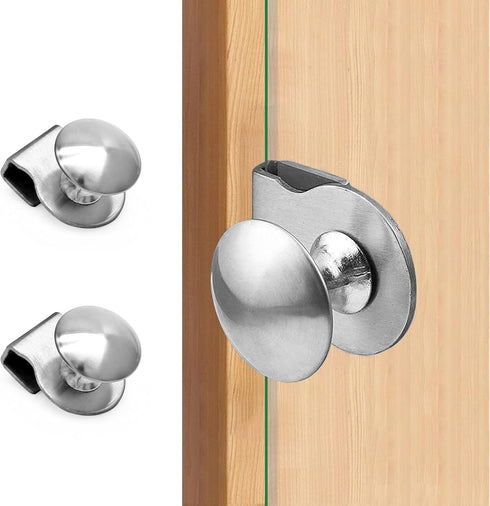 2 Pcs Stainless Steel Glass Door Clip Pulls for 5-8mm Glass, Glass Door Handle Clamps for Glass Cabinet Display Showcase, No Need to Drill...