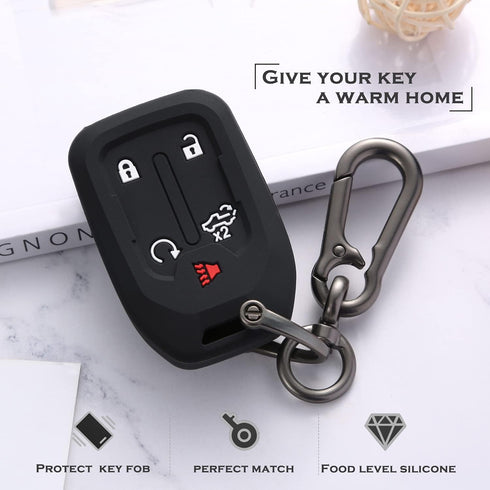 TANDRIVE 2PCS Silicone Smart Key Fob Case Cover For 2023 2022 2021 2020 2019 Chevy Silverado And GMC Sierra 1500 2500HD 3500HD, Remote Protector A...