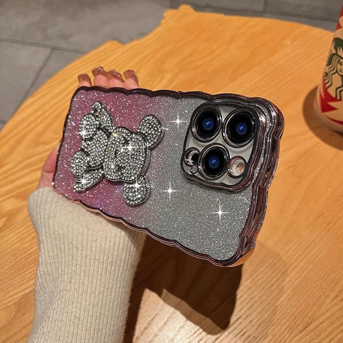 Compatible with iPhone 15 Pro Max Cute Case,Sparkle Diamond Rhinestone Design Bear with Separated Glitter Paper, Luxury Shiny BlingSoft Shockproof...
