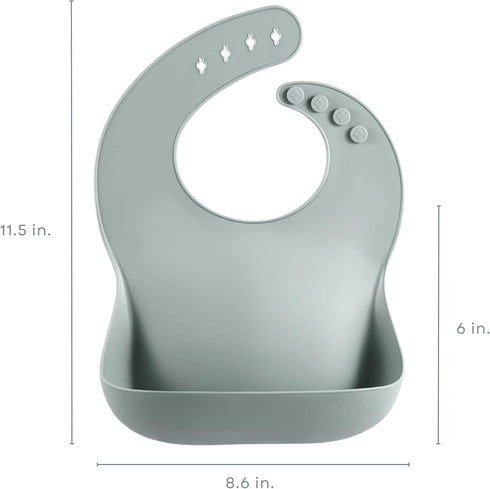 Set of 3 silicone baby bibs | Waterproof, easy to clean, BPA free, soft and adjustable | Nice combination of beige, grey and ochre colors...