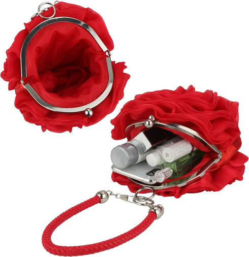 Flower Clutch Purse Small Evening Bag Sweet Wristlets Handbag Wedding Clutch Bag, Red...