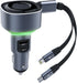 4-in-1 Retractable Car Charger, 60W Ultra-Fast Charging Car Charger, Car Adapter with 40-inch Type C/Lighting Charging Cable, Compatible with iPho...