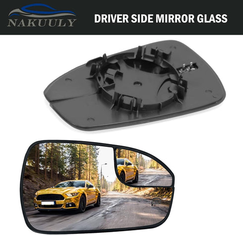 Nakuuly Mirror Glass Passenger Right Side Compatible with 2013-2020 Ford Fusion Side View Heated Convex Mirror Glass with Rear Holder Replace # DS...