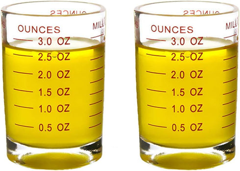 Shot Glass Measuring Cup 3 Ounce/90ML Liquid Heavy High Espresso Glass Cup 2 pcs by TIYOORTA (Red 90ML 2PCS)...