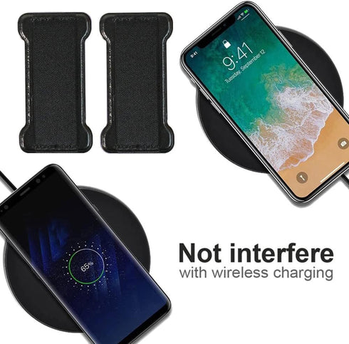 Phone Grip Holder for Hand, Universal Finger Strap Phone Holder, Finger Selfie Grip Compatible with Most Smartphones (PU Black) - 2Pack...
