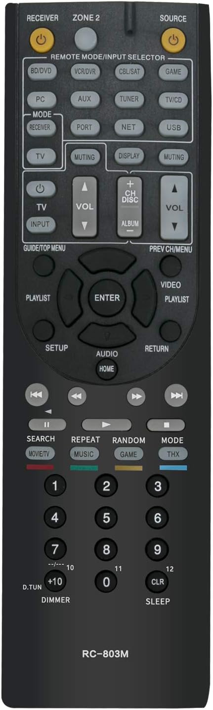 New RC-803M 24140803 Remote Control for ONKYO Audio Receiver HTS7409 HT-S7409 HTS8409 HT-S8409 TXNR609 TX-NR609 24140801 RC801M RC-801M HTR690 HT-...