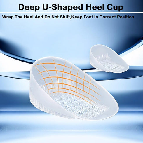 Heavy Duty Gel Heel Cups, Cushion Insert for Shock Absorption, Plantar Fasciitis, Sever’s Disease and Heel Pain Relief (2 Pairs)...