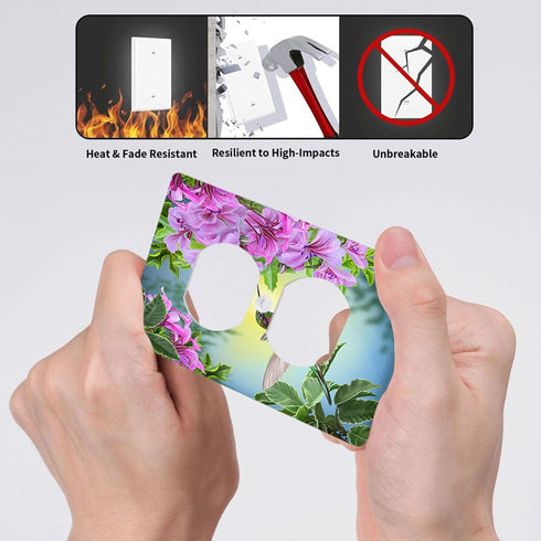 Hummingbird Wall Plates Switch Covers Small Bird Violet Flowers Green Leaves Duplex Outlet Cover Plug Plate For Home Decor Office Standard...