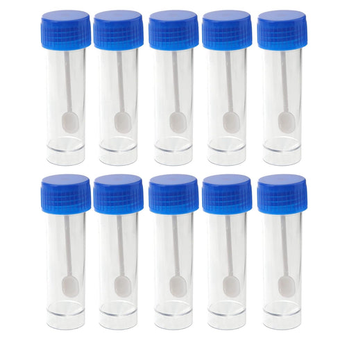 10Pcs Plastic Specimen Cups, 25-30ml Stool Container Sample , Urine Cup with Spoon and Lid for Laboratory...