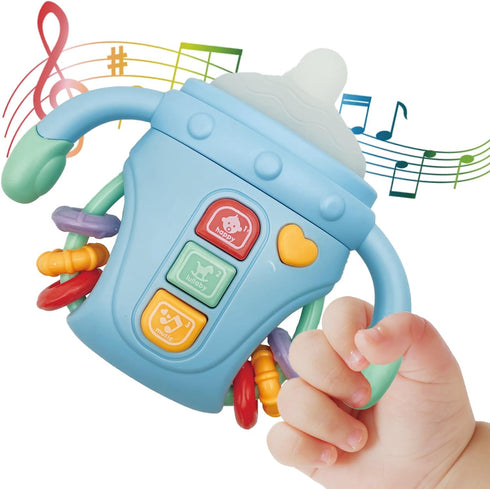Baby Musical Toy Toddlers Sensory Learning Toy w/Music & Lights Pacifier teething and Baby Rattle toys 18+Months,Boys & Girls toys(B-blue)...