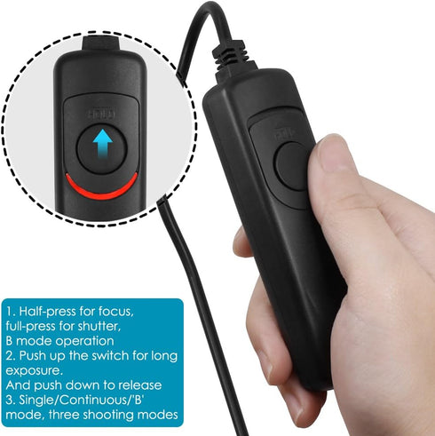 3.3ft Shutter Release Remote Control with 11.4ft Extension Cable 2.5mm, AFUNTA RS-60E3 Wired Remote Control Switch Cord Replacement Compatible 70D...