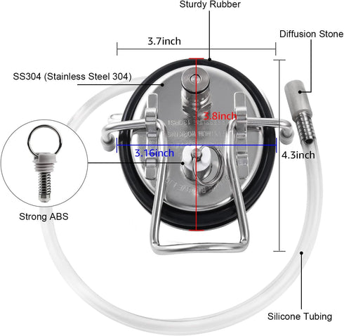 FERRODAY Carbonation Keg Lid for Corny Keg Lid Carbonation Stone Beer Force Carbonation Keg Lid Diffusion Stone Carbonating Keg Lid Carbonator Sta...