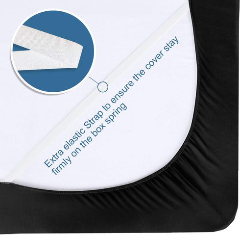 Box Spring Cover Twin Size, Alternates for Bed Skirt, Smooth and Elastic Woven Fabric Wrap Around 4 Sides of The Box Spring, Wrinkle & Fading Resi...