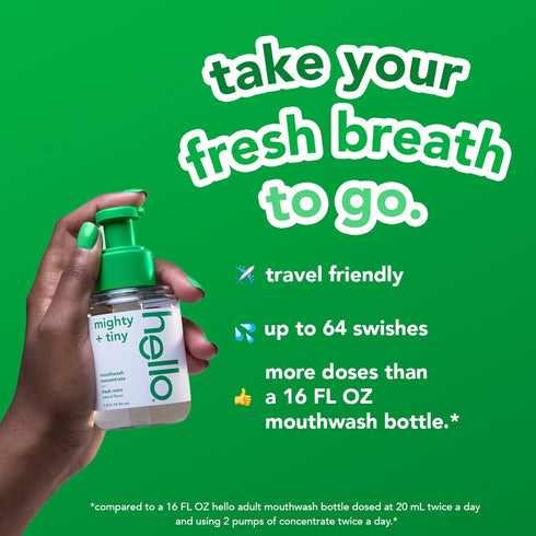 Hello Fresh Mint Mouthwash Concentrate, Alcohol Free for Bad Breath, Travel Size Mouthwash Made with Coconut Oil and Tea Tree Oil, Helps Freshen B...
