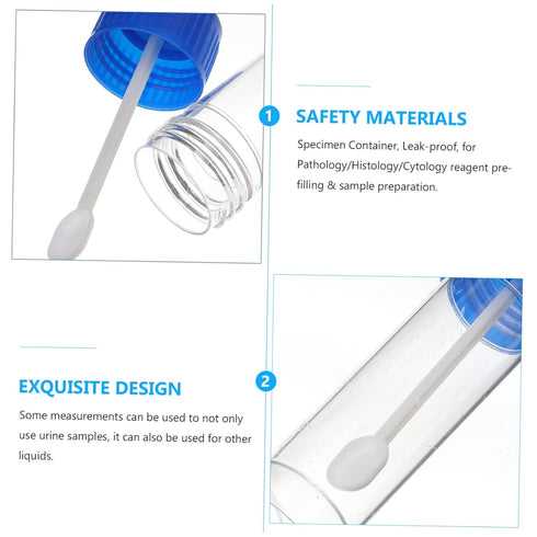 Human and Dog Stool Sample Container with Spoon Lid - 10 Pack - 25-30ml Urine and Fecal Specimen Cups with Screw-On Lids - Ideal for Medical and L...