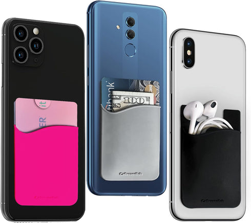 USA Merchant Card Holder for Back of Phone - Silicone Stick on Cell Phone Wallet for Credit Card, ID, Business Card - iPhone, Android and Most Sma...