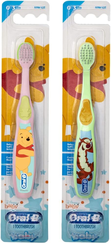 Oral-B Baby Manual Toothbrush, Pooh Characters, 0-3 Years Old, Extra Soft (Characters Vary) - Pack of 2...