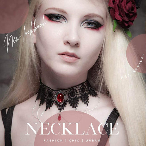 GRAEEN Black Lace Necklaces Gothic Lace Choker Crystal Pendant Halloween Cosplay Party Diamond Necklace Jewelry for Women...