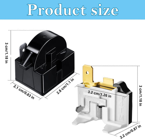 Mudder QP2-4.7 PTC Starter Relay 1 Pin Refrigerator Starter Relay and 6750C-0005P Overload Protector Compatible with LG Refrigerator Compressor, 2...