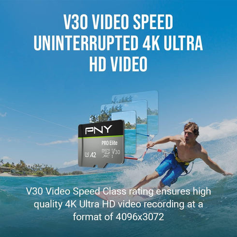 PNY 128GB PRO Elite Class 10 U3 V30 microSDXC Flash Memory Card - 100MB/s, Class 10, U3, V30, A2, 4K UHD, Full HD, UHS-I, micro SD...