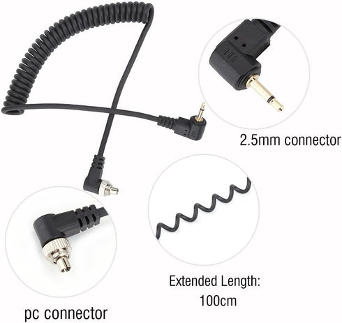 2.5mm to Male Flash PC Sync Cable, for Linking Many Kinds of Cameras and Flash Triggers...