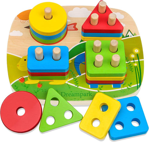 Dreampark Montessori Educational Toddler Toys: Montessori Toys for 1 2 3 Years Old Boys Girls Birthday Gifts, Toddlers Toys Ages 1-2 Wooden Stack ...