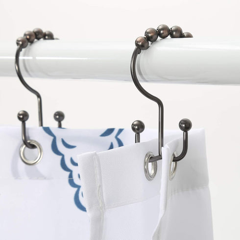 Shower Curtain Hooks, Goowin Shower Curtain Rings, Stainless Steel Shower Curtain Hooks Rust Proof Free Sliding Double Shower Hooks for Curtain, S...