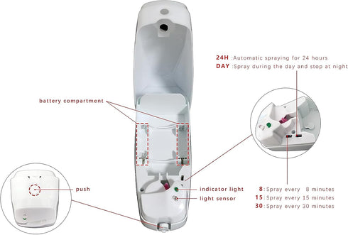 Automatic air freshener dispenser, Wall Mounted or Free Standing automatic adjustable fragrance aerosol spray sprayer white 300mL...