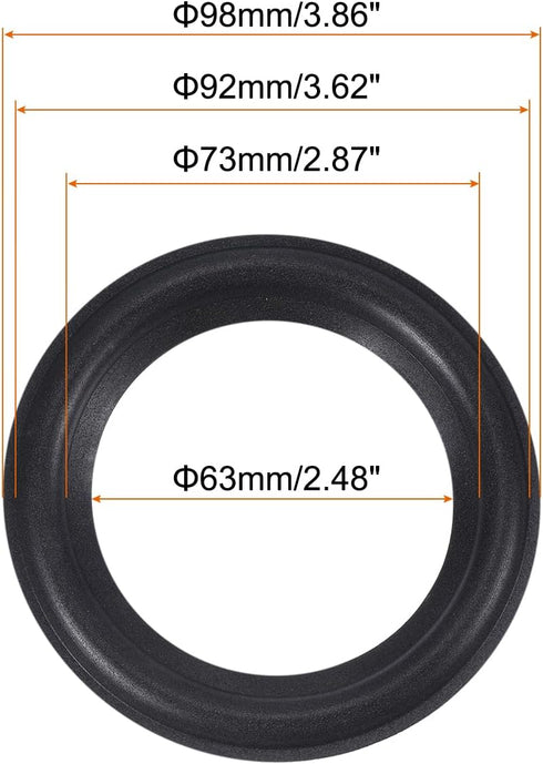 MECCANIXITY Rubber Speaker Foam Edge Surround Rings 4 Inch 63mm x 98mm Perforated Subwoofer Rings Replacement Parts for Speaker Repair or DIY Blac...