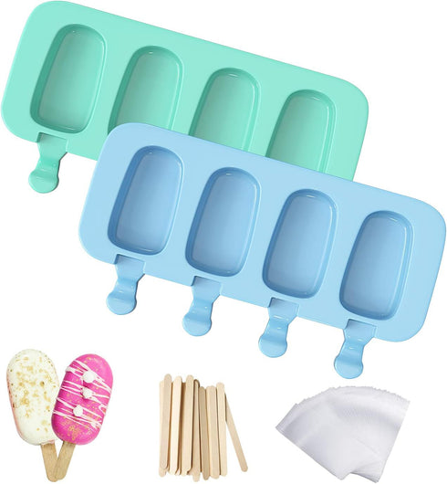 Popsicles Molds, Ozera 2 Pack Homemade Cake Pop Molds, Reusable Silicone Ice Pop Cream/ Cakesicle Maker Molds...