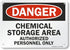 SmartSign - U9-1214-NA_7x10 "Danger - Chemical Storage Area, Authorized Personnel Only" Sign | 7" x 10" Aluminum Black/Red on White...