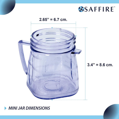Replacement Mini 1-cup Plastic Jar by Saffire, fits most Oster Blenders (2 Pieces)...