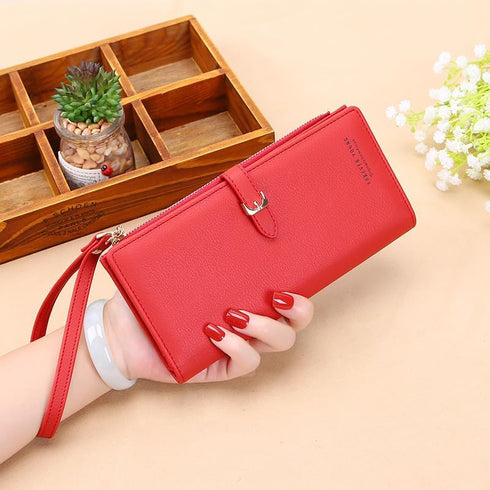 PORT&LOTUS Red Wallets for Women Small Wallets Mini Wallet for Woman Credit Card Organizer with Slim Cash Coin Purse Pocket Wallet for Woman Anti ...