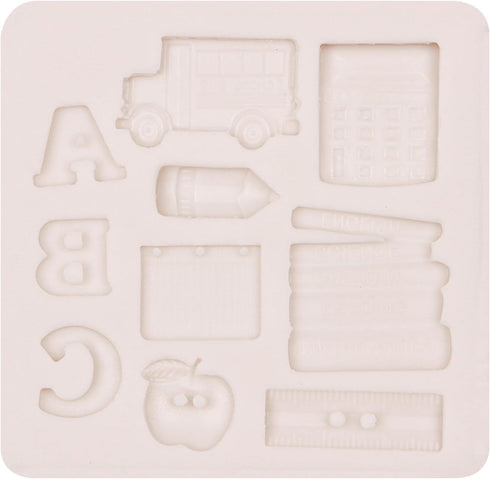 Back to School Polymer Clay Molds, 10-Cavity School Clay Earring Molds, Book Ruler Pencil Polymer Clay Molds for Jewelry Making, School Bus Calcul...
