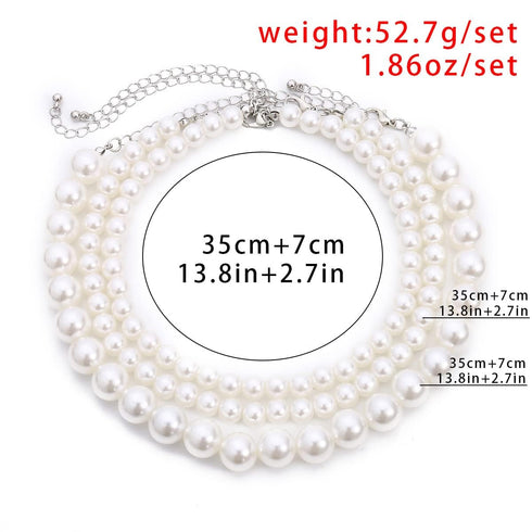 Missgrace Boho Women Wedding Party Prom Vintage Pearl Silver Gold Chain Chokers Multilayer Pearl Choker Necklace Pearl Simple Statement Bride Chok...