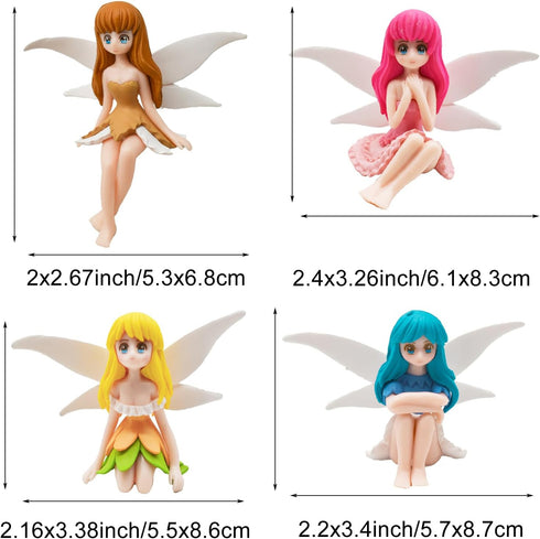 4Pcs Miniature Fairy Figurines Small Resin Flower Fairies Ornaments Tiny Elf for DIY Fairy Garden Flower Pot Bonsai Micro Landscapes Craft Home Ta...