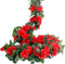 LESING Rose Garlands Artificial Rose Vines, 4PCS(28.8FT) Fake Silk Flower Vines with Greenery Plants for Wedding Hanging, Home Office Arch, Garden...