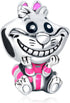Cheshire Cat Charms 925 Sterling Silver Grin Meow Bead with Purple Enamel for Bracelets...