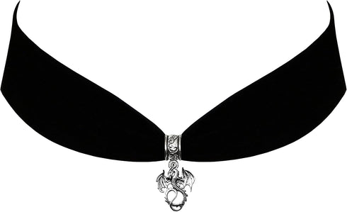 Victorian Vault Black Velvet Choker Steampunk Jewelry Gothic Dragon Pendant Necklace...