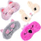 4 Pack Sleeping Mask for Girls Soft Plush Blindfold Cute Rabbit Pig Flamingo Cat Sleep Masks Eye Cover Eyeshade for Kids Teens Women Plane Travel ...