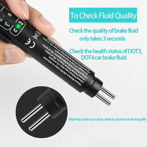 Brake Fluid Tester Pen, Hydraulic Fluid Liquid Oil Moisture Analyzer with 5 LED Indicators, Auto Brake Diagnostic Testing Tool for DOT3 DOT4 Brake...