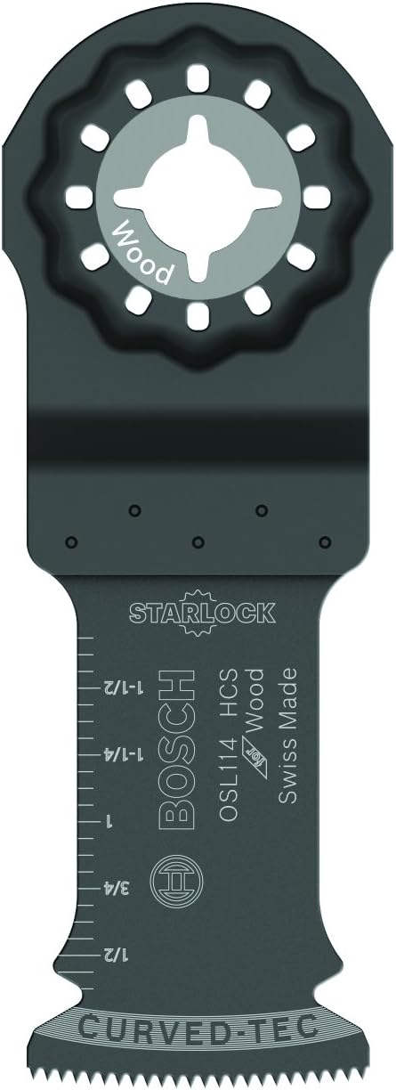 BOSCH OSL114 1-Piece 1-1/4 In. Starlock Oscillating Multi Tool Wood Curved-Tec Bi-Metal Plunge Cut Blade for Applications in Cutting Wood...