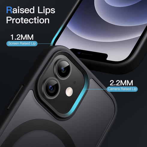 JETech Magnetic Case for iPhone 12/12 Pro 6.1-Inch Compatible with MagSafe, Translucent Matte Back Slim Shockproof Phone Cover (Black)......