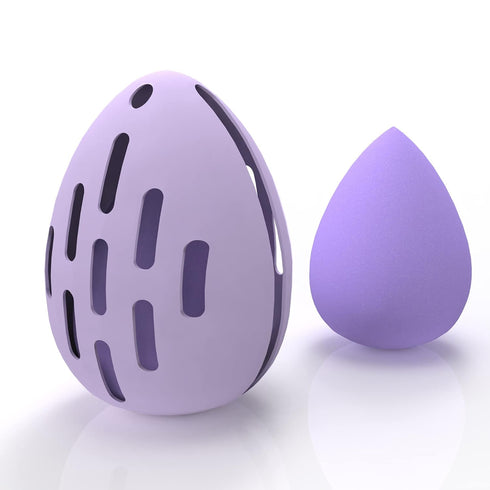 Makeup Sponge Holder with Makeup Sponge - Beauty Blender Sponge & Silicone Double-sided Breathable Travel Beauty Makeup Blender, Shatterproof Make...
