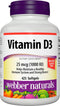 Webber Naturals Vitamin D3 Softgel, 1,000 IU, 425 Count, for Immune heath and support for The development and maintenance of bones and teeth, Non ...