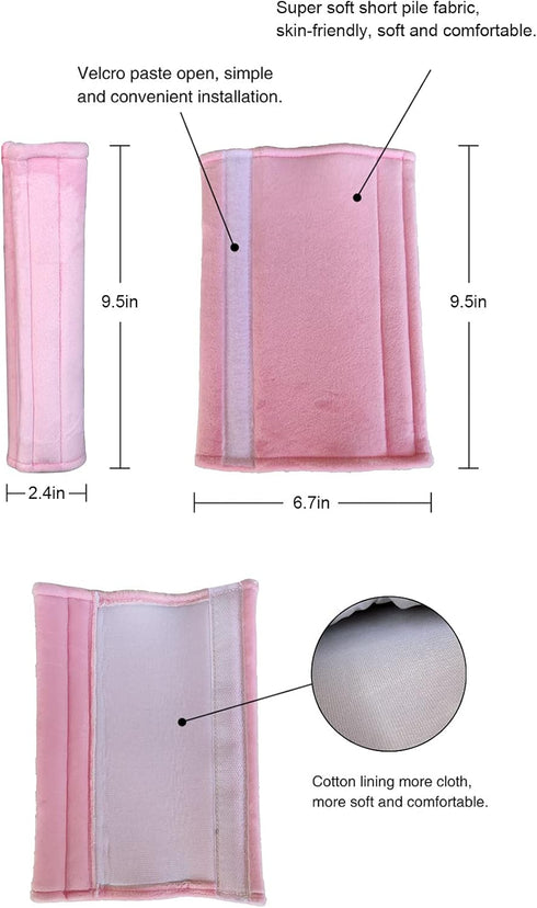 Tianmei 2 Pcs Universal Car Seatbelt Pads Cover, Carseat Belt Shoulder Strap Protector for Adults and Kids (Pure Pink)...