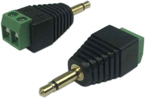 CERRXIAN 3.5mm TS Mono Male to 2 Pin Screw Terminal Female AUX Headphone Replacement Solderless Balum Converter Adapter (2-Pack)...
