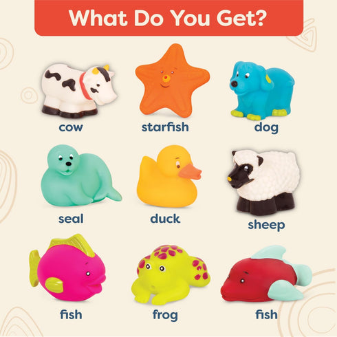 B. toys- Animal Bath Squirts- Water Play- 9 Water Squirts – Baby Bath Toys -Tub Toys For Babies – 10 Months +...